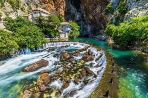 Sunny Herzegovina: Mostar, Kravice Waterfalls & 4 Cities Tour - Blagaj Tekija and Vrelo Bune: cliffside calm by the Buna spring