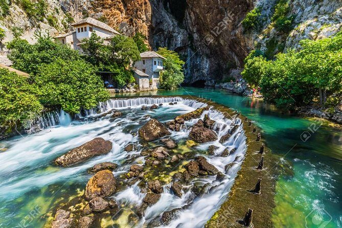 Sunny Herzegovina: Mostar, Kravice Waterfalls & 4 Cities Tour - Blagaj Tekija and Vrelo Bune: cliffside calm by the Buna spring